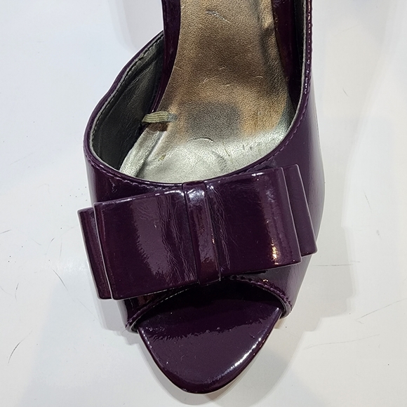 Purple open toe heels with bow - Picture 4 of 5